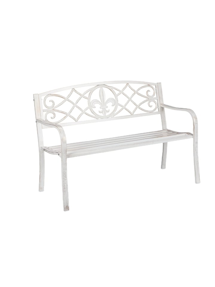 Gartenbank in weiß-bronze - (B)127 x (H)86 x (T)57 cm
