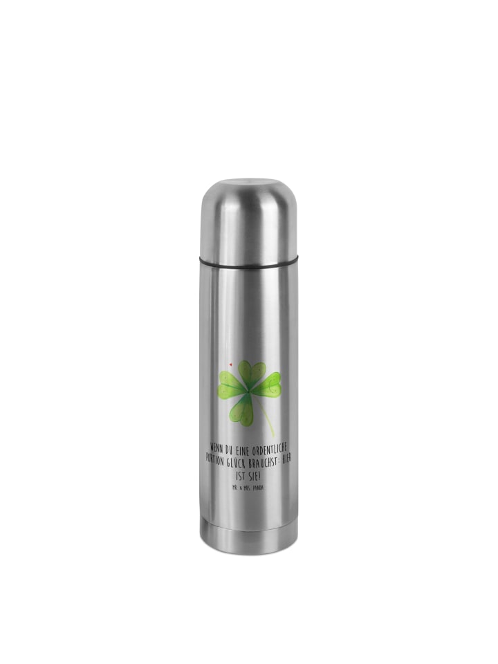 Thermokanne Blume Kleeblatt mit Spruch in Transparent