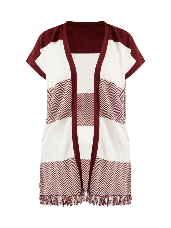 Women Strickweste in Bordeaux Weiss