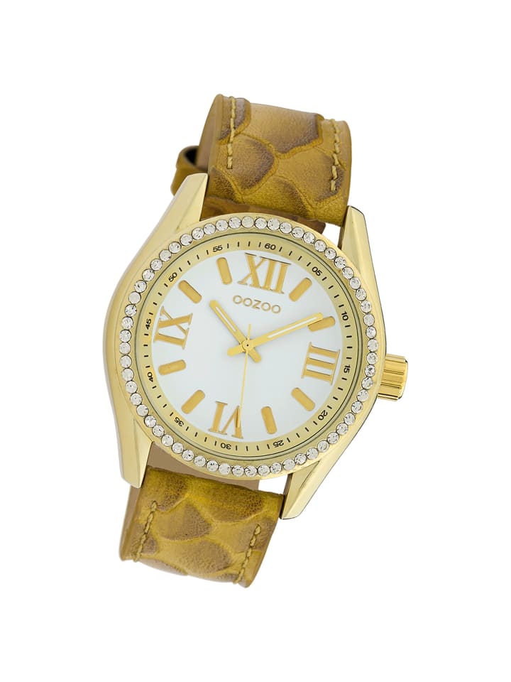 Analog-Armbanduhr Oozoo Timepieces gelb, mustard groß (ca. 40mm)