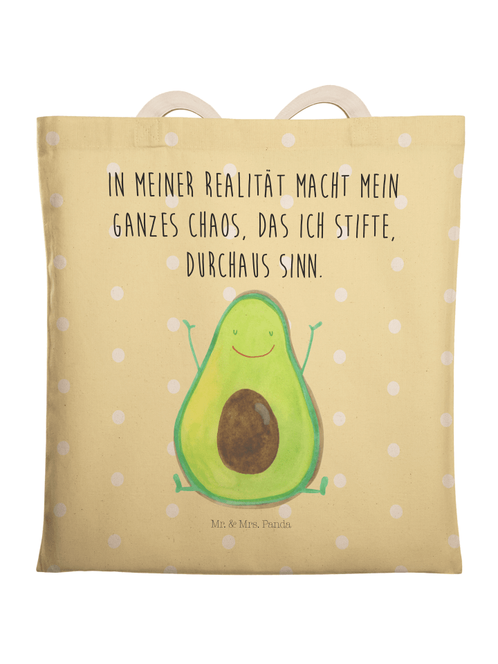 Shopper Avocado Glücklich mit Spruch in Gelb Pastell