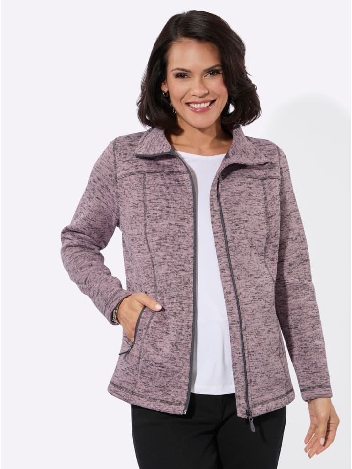 Strickfleece-Jacke in rosé-meliert