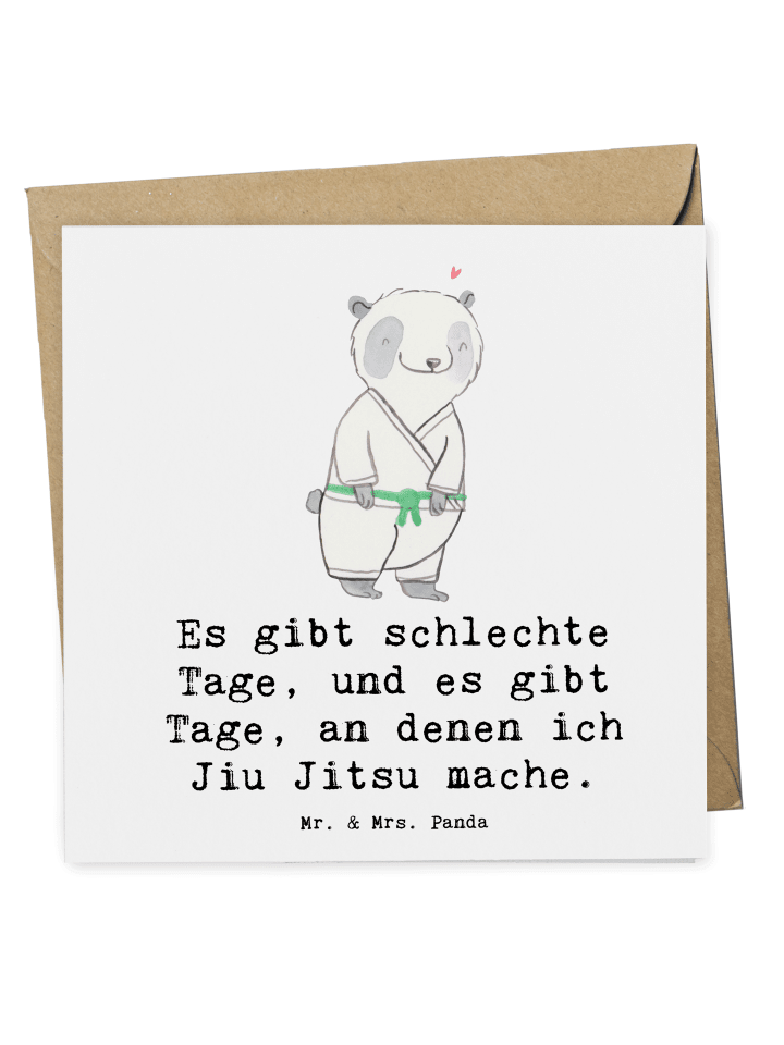 Grußkarte Panda Jiu Jitsu mit Spruch in Weiß