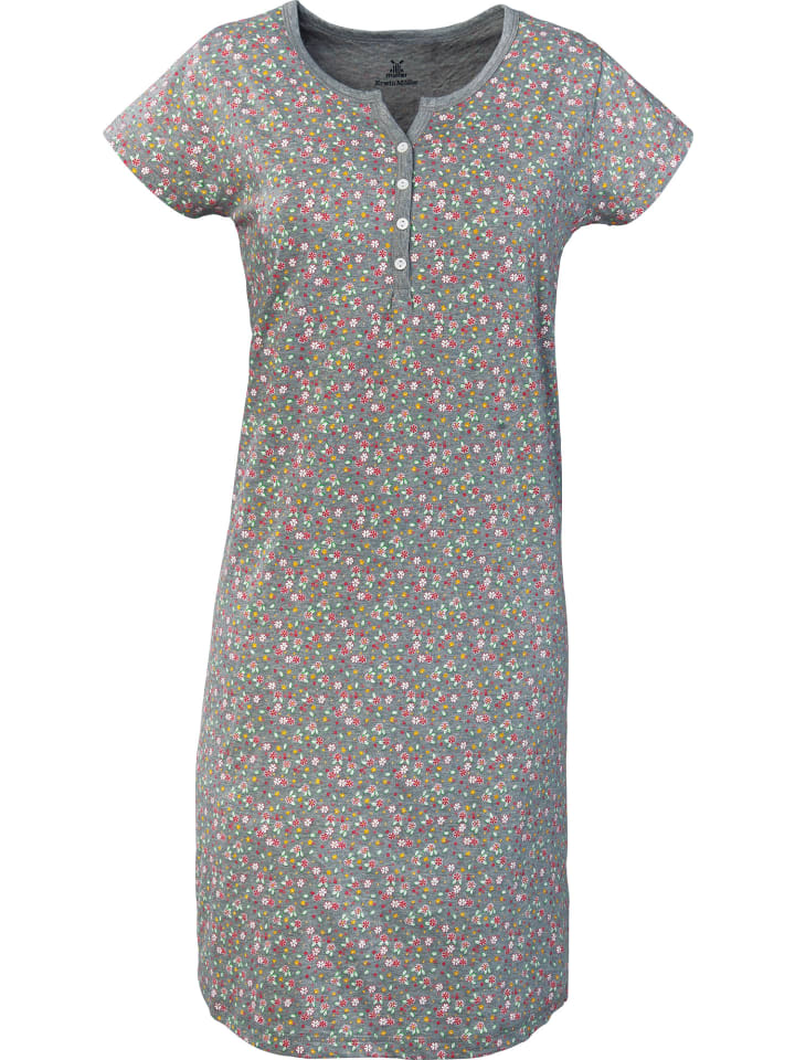 Single-Jersey Nachthemd in grau meliert