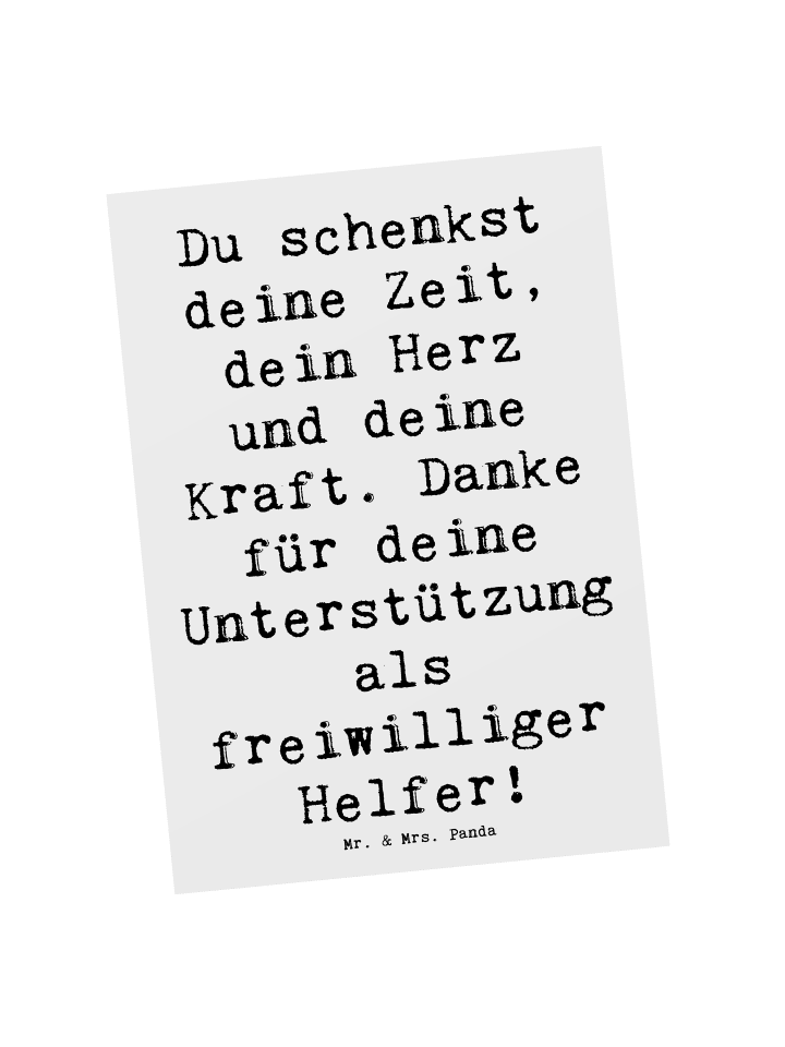 Postkarte Spruch Freiwilliger Dank mit Spruch in Weiß