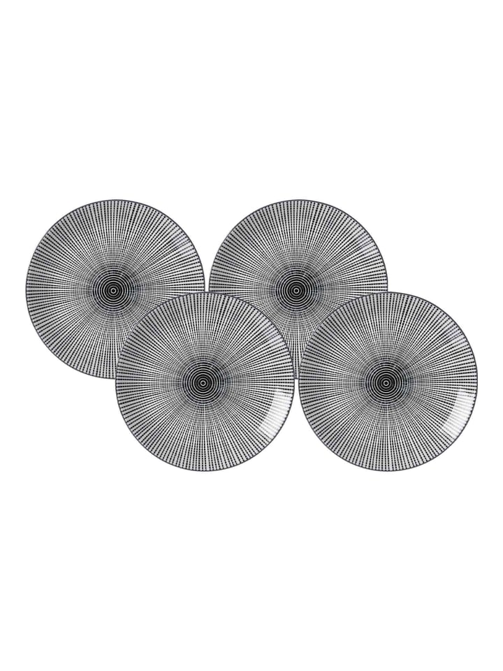 4er Set Dessertteller Takeo Stripes in ø 21,5 cm in schwarz-weiß