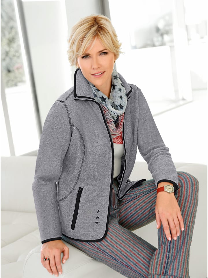 Fleece-Jacke in grau-meliert