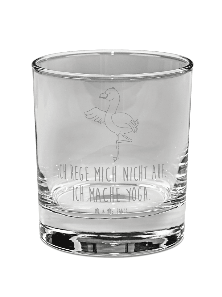 Tumbler Glas Flamingo Yoga mit Spruch in Transparent
