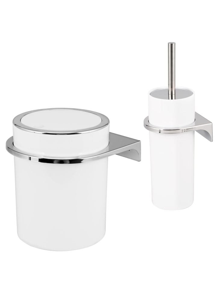 Badezimmer-Set, Zubehör-Set 2-tlg., Kunststoff, Savona weiß
