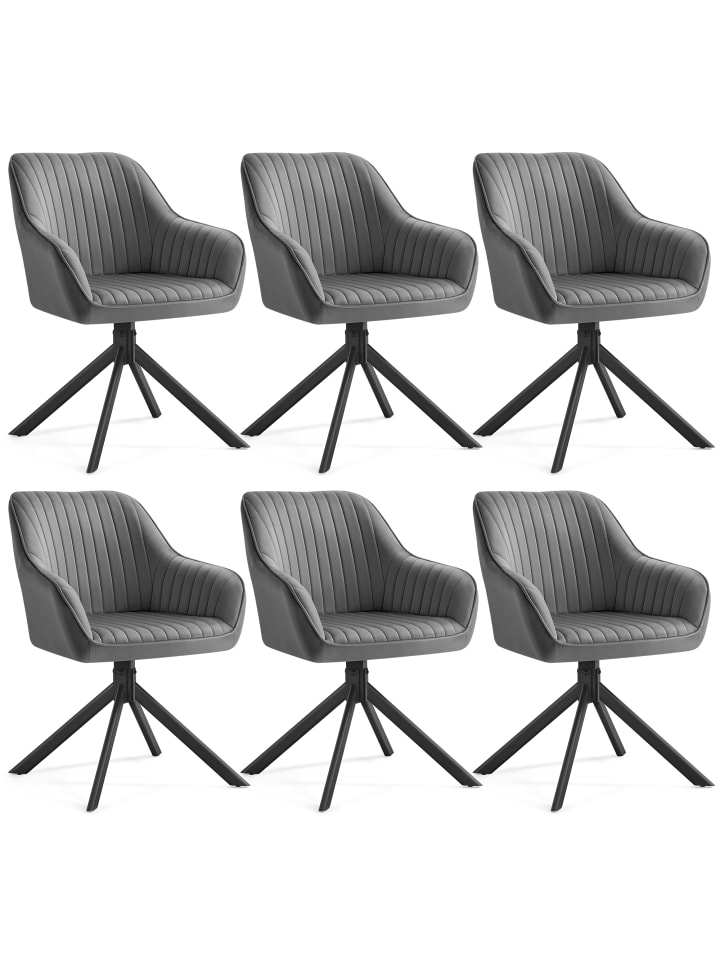 6er-Set: Esszimmerstuhl Tyra in Grau-Schwarz - (B)60 x (H)81.5 x (T)58 cm