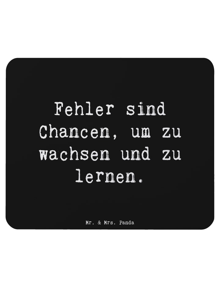 Maus Pad Spruch Fehler lernen wachsen mit Spruch in Schwarz