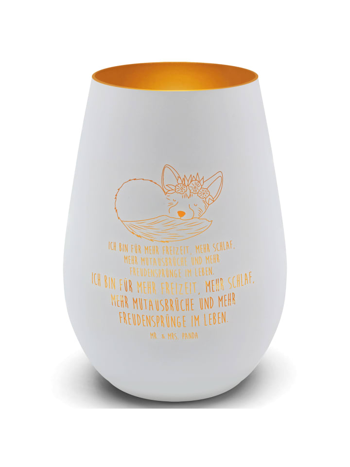 Laterne Wüstenfuchs Blumen mit Spruch in Weiß