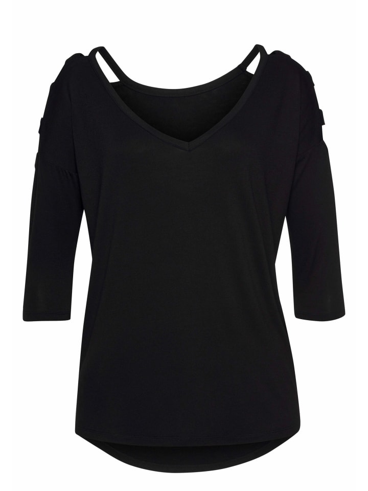 3/4-Arm-Shirt in schwarz
