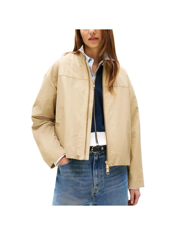Beige Baumwolle Bomberjacke