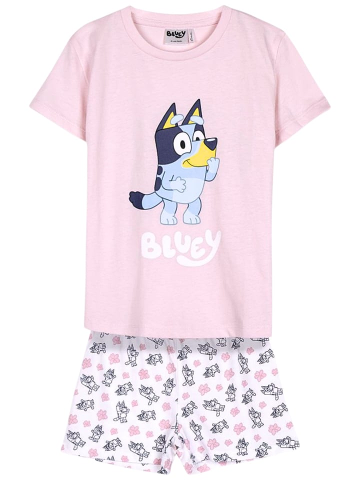 Schlafanzug kurz Bluey in Rosa