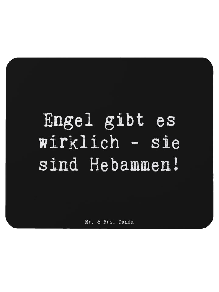 Mousepad Spruch Hebamme Engel mit Spruch in Schwarz