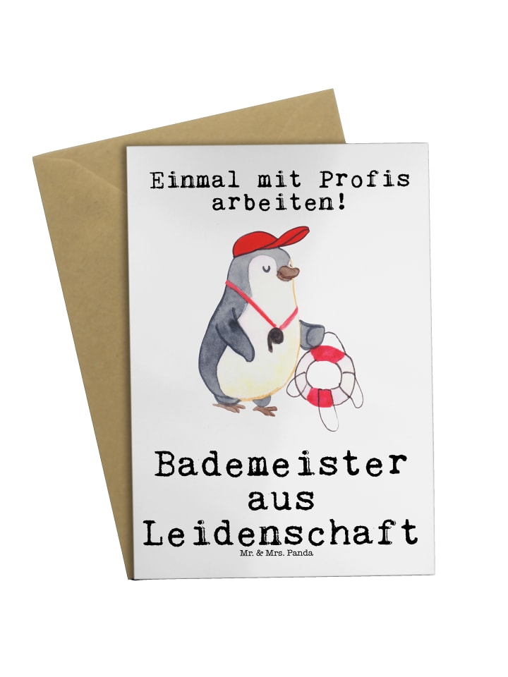 Grußkarte Bademeister Leidenschaft mit Spruch in Weiß