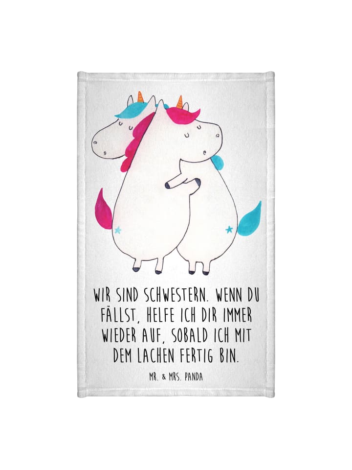 Handtuch Einhörner Umarmen mit Spruch in Weiß