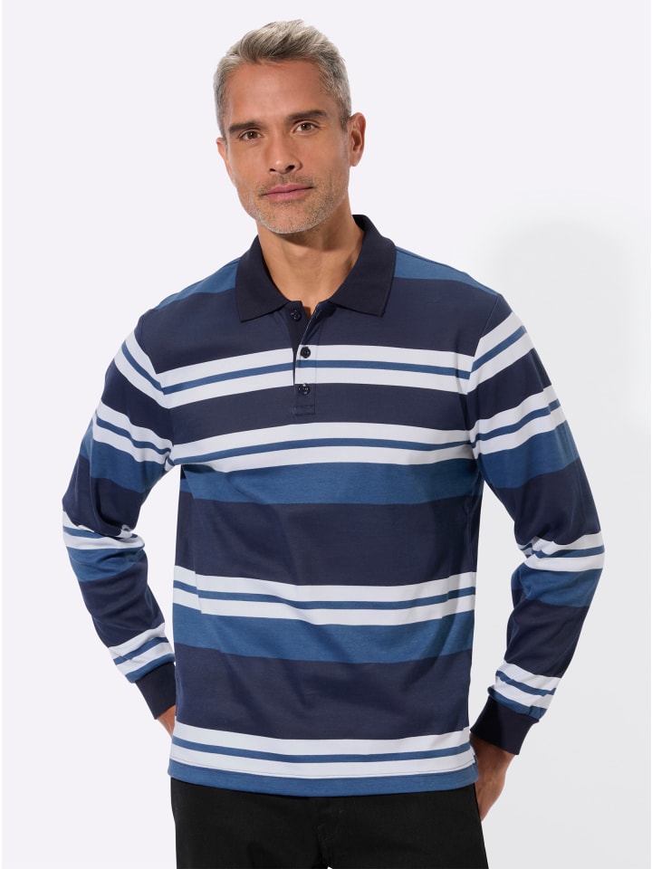 Sweatshirt in marine-jeansblau-geringelt