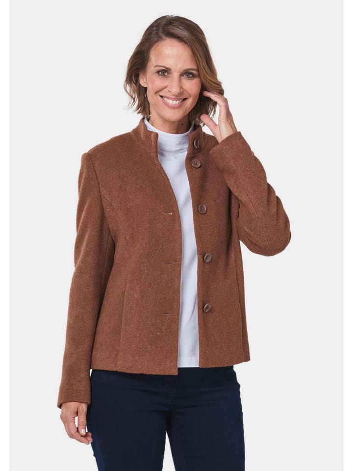 Kurzgröße: Blazer mit raffinierter Kragenlösung in mocca