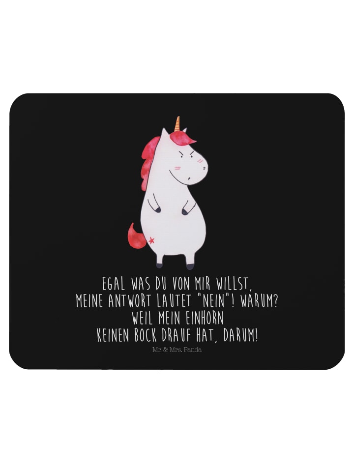 Mouse Pad Einhorn Wut mit Spruch in Schwarz