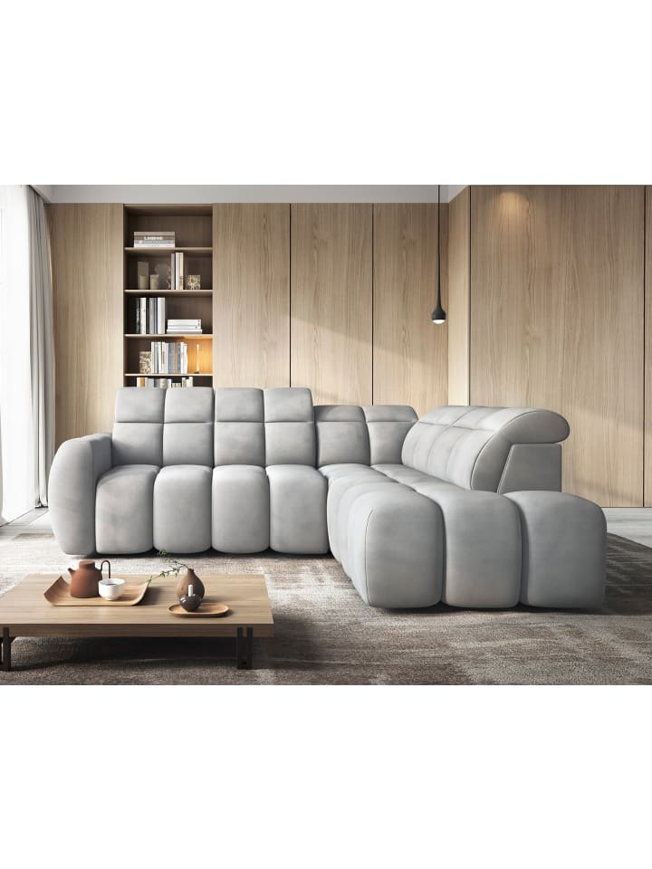 Eagle Recamiere Rechts in Grau -  (L) 208 x (B) 258 x (H) 107 cm