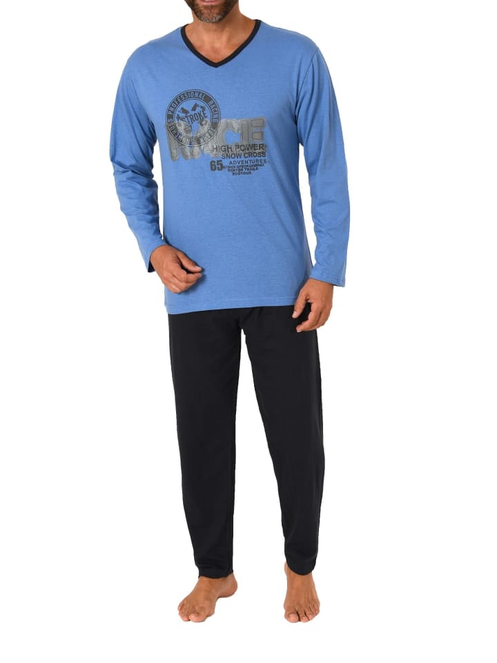 Pyjama langarm Schlafanzug - 70379 in blau