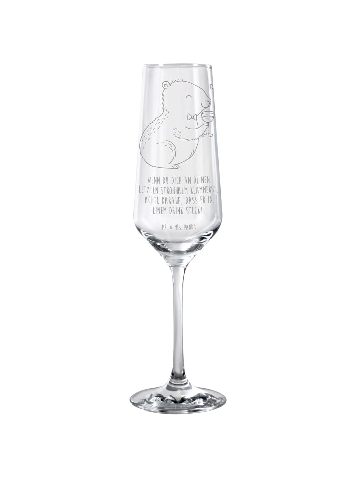 Sektglas Capybara Wein mit Spruch in Transparent