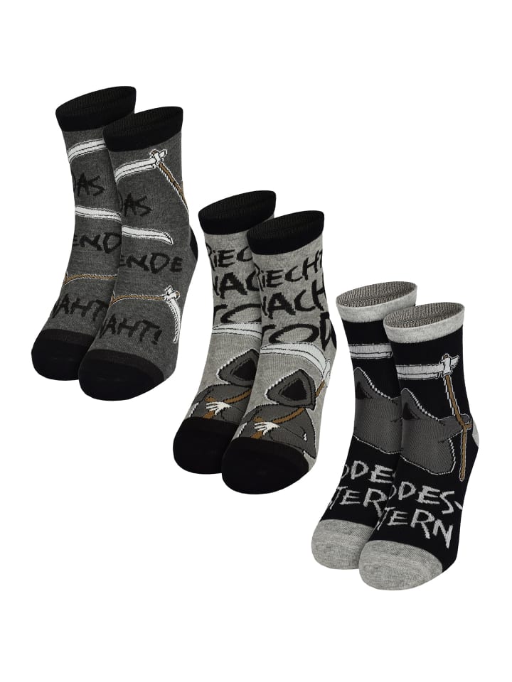 3er Pack Tot aber lustig Socken Sneaker Strümpfe in grau