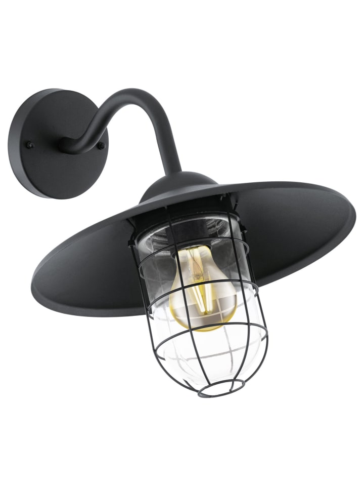 Außen Wandlampe (B)30 x (H)25 cm in Schwarz Klar