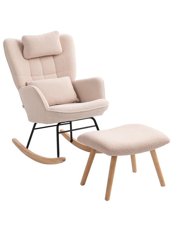 Schaukelstuhl in Beige 101,5L x 70,5B x 99,5H cm