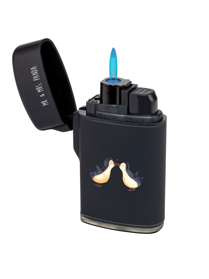 Sturmfeuerzeug Pinguin Liebe ohne Spruch in Schwarz