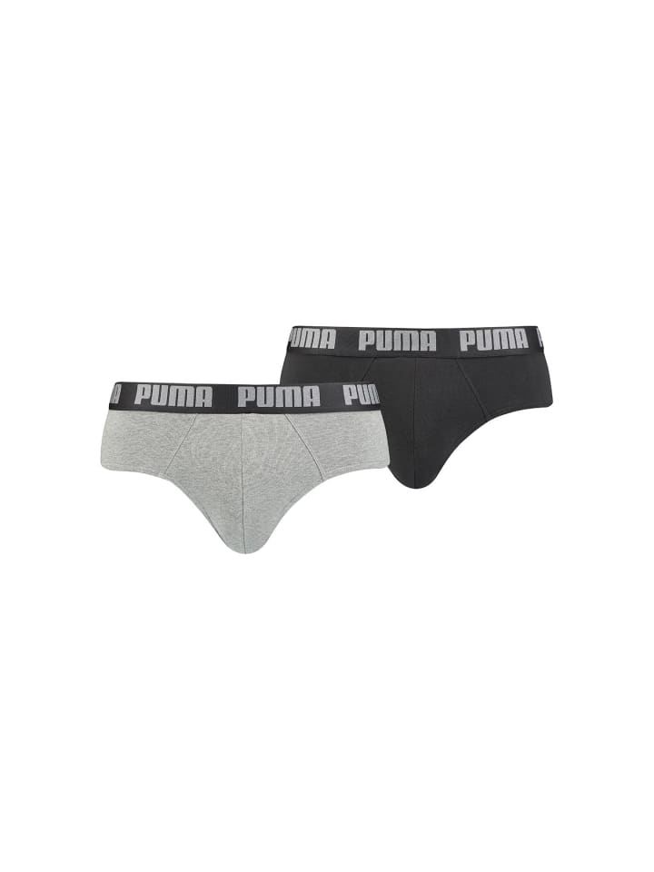 Boxershorts PUMA BASIC BRIEF 2P in 691 - dark grey melange / black