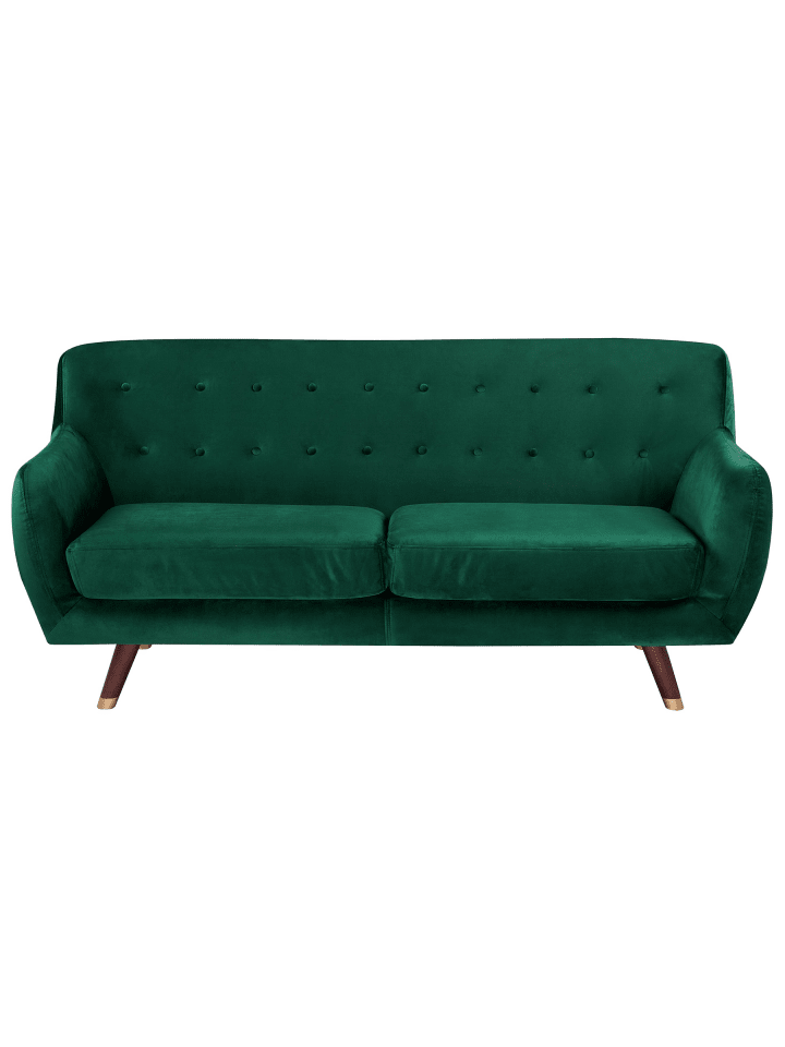 3-Sitzer Sofa BODO in Grün/Gold/Braun - (W) 188 x (H) 84 x (L) 85 cm