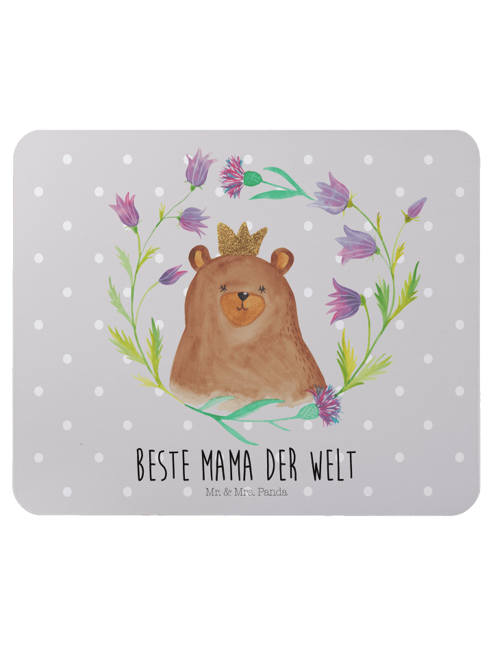 Mousepad Bär Königin mit Spruch in Grau Pastell