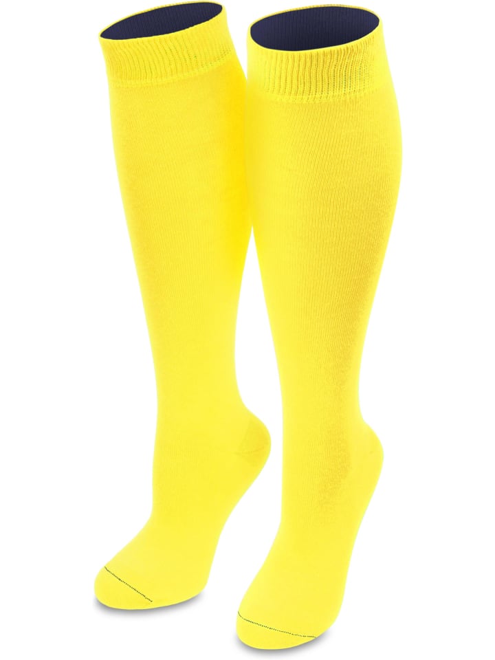1 Paar Kniestrümpfe Bi-Color in Gelb/Marine