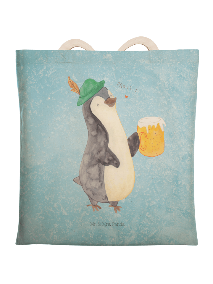 Tasche Pinguin Bier ohne Spruch in Eisblau