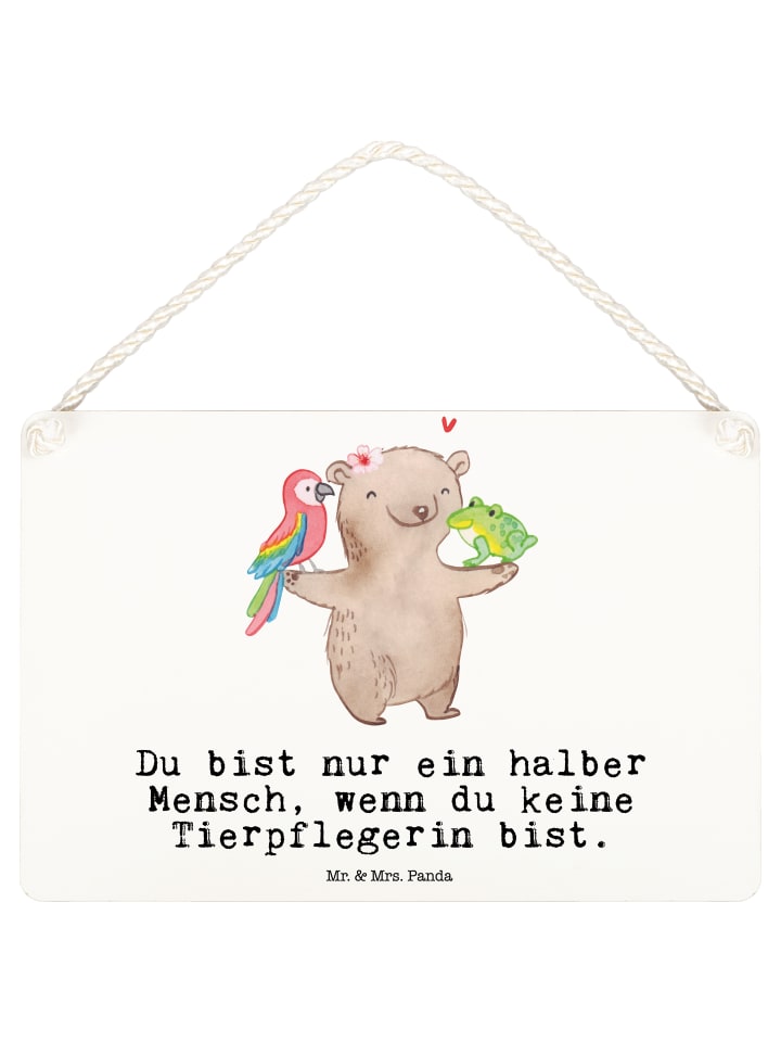 Wandtafel Tierpflegerin Herz mit Spruch in Weiß