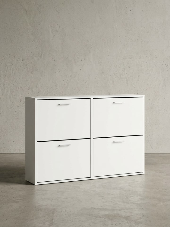 Schuhschrank NIDDA aus Holz, zeitloses Design, große Ablagefläche in Weiß