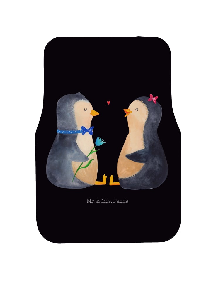 Auto Fußmatte Pinguin Pärchen ohne Spruch in Schwarz