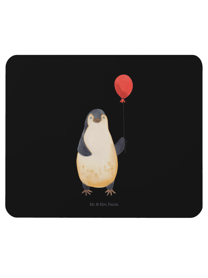 Mauspad Pinguin Luftballon ohne Spruch in Schwarz