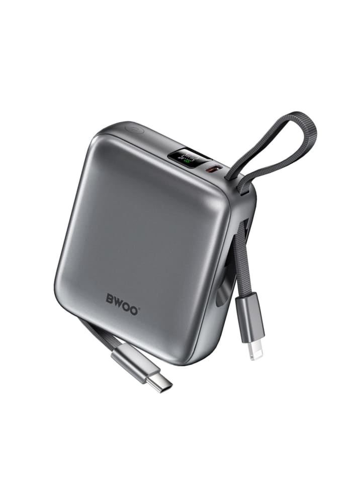 BWOO Powerbank P74 22,5W 10000 mAh mit 2 integrierten Kabeln 1 x