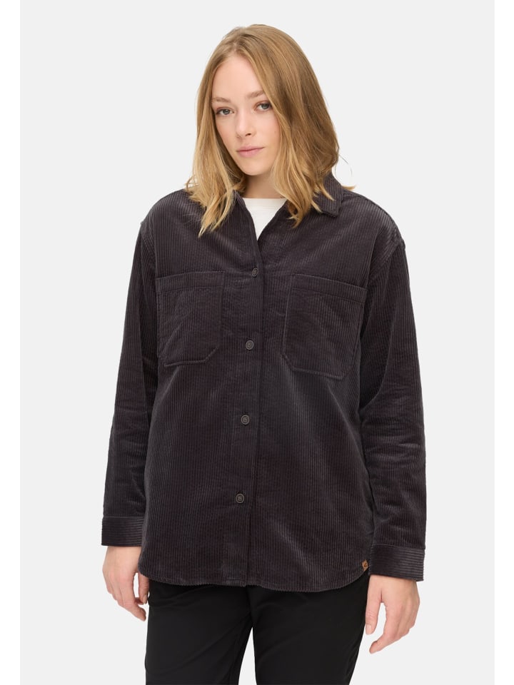 Cord-Bluse aus reiner Baumwolle in Kaviar