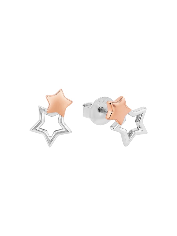 Ohrstecker Silber 925, rhodiniert+rosévergoldet in Bicolor