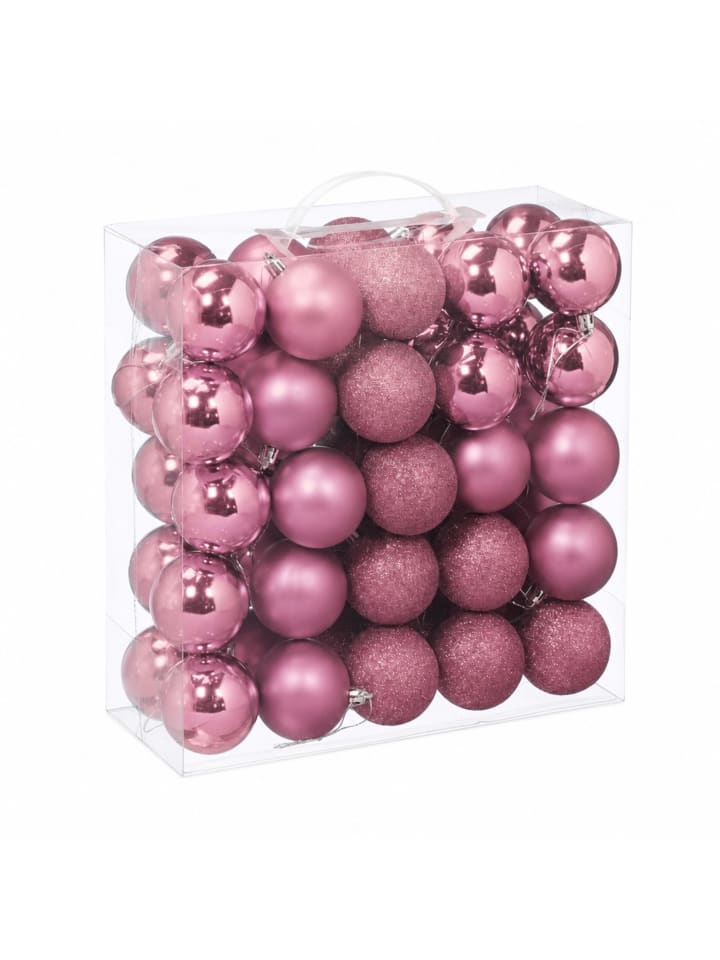 50-tlg. Weihnachtskugeln Set in Rosa