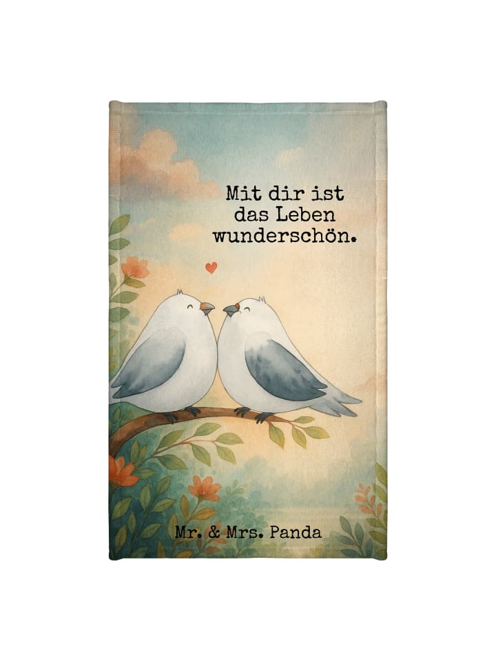 Handtuch Turteltauben Liebe Design mit Spruch in Weiß