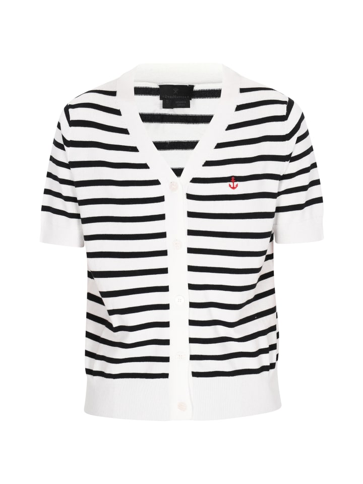 Women Cardigan in offwhite black stripe