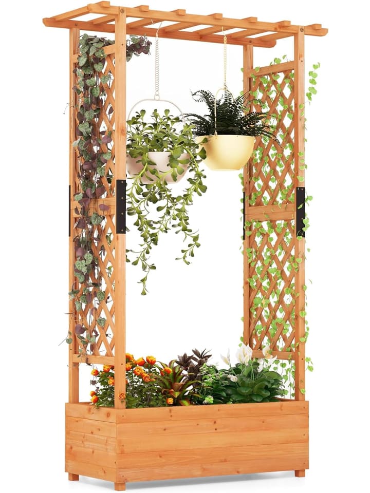 Hochbeet mit Rankgitter 110x44x182cm in Orange