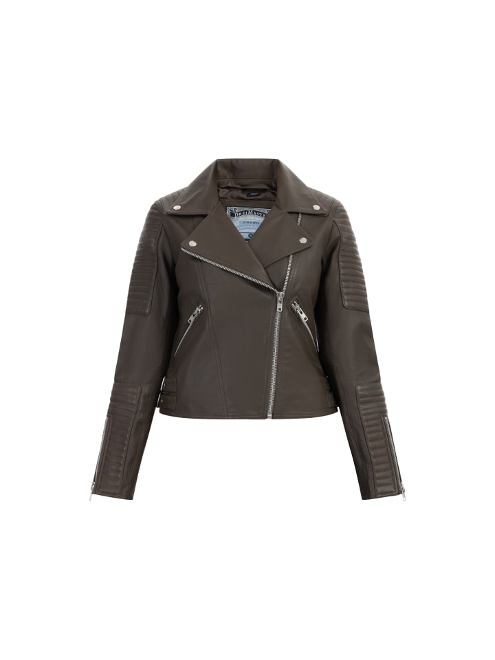 Damen Bikerjacke Aus Leder in Taupe