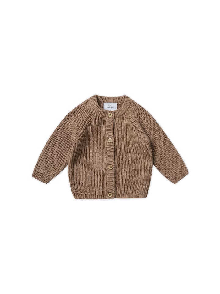 Gerippter Strick-Cardigan in camel